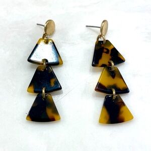 J. Crew Tortoiseshell Triple Triangle Earrings